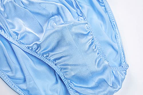 Silriver Men's Silk Satin Briefs Bikini Underwear Bulge Enhancing Panties For Men Underpants Sky Blue #TOP1