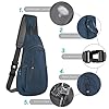 Canvas Kleiner Sling Bag Leichter Crossbody Bag für Frauen Rucksack für Männer Lauf-Rucksack Reise-Brusttasche Schulter Tagesrucksack fü Arbeit Outdoor Fitnessstudio Wandersport Dunkelblau #4