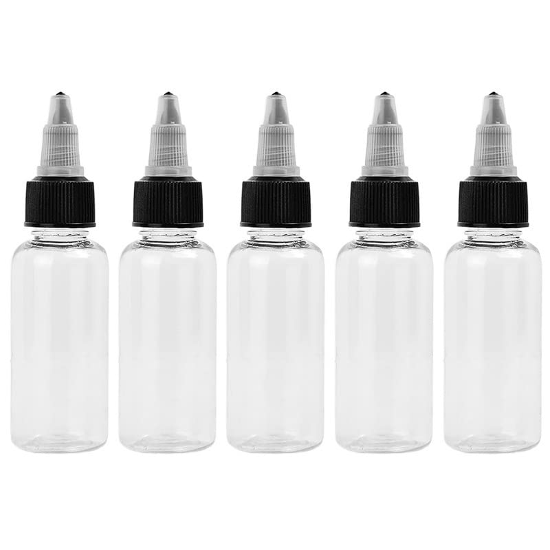 GatherTOOL 5pcs/lot Plastic Refillable Bottle Oil Liquid Dropper Bottles PET Cap Tattoo Pigment Ink Containers Empty Transparent Bottle (Color : 30ml 5pcs)