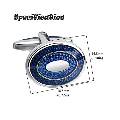 Fomissky Oval Navy Blue Cufflinks for Men Silver Plated, Personalized Men's Cuff Links Groom Wedding Gifts Tuxedo Business Shirt Accessories2