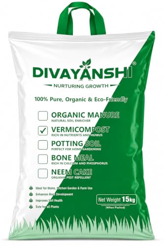 Image of Divayanshi Organic Vermicompost for Plants & Gardening | Natural Soil Conditioner for Home Garden, Pots & Terrace Plants-15kg