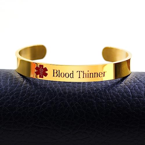 Image of Uloveido Custom Engraving Medical Alert Bracelets for Women, Stainless Steel Open Cuff Bangle Medical Bracelet Personalized Medical ID Bracelet