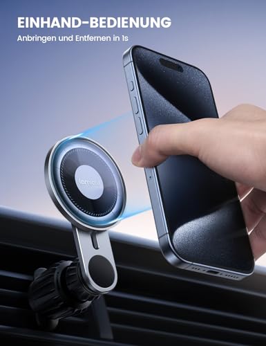Lamicall für MagSafe Autohalterung, Handyhalter Auto - [2026 Glas-Platte] Universal Handyhalterung Auto Magnet, Starke Magnetische KFZ Lüftung Halterung für iPhone 16 15 14 13 12 Pro Max Smartphone 4