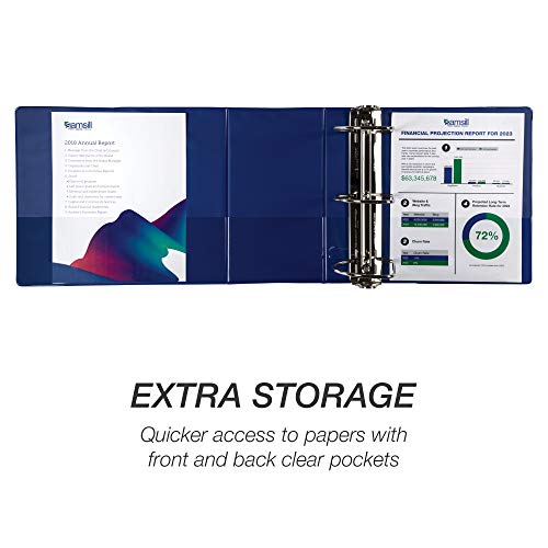 Image of Samsill Durable 6 inch 3 Ring Binder, Locking D Ring 100% Recycled Chipboard, Blue, 2 Pack