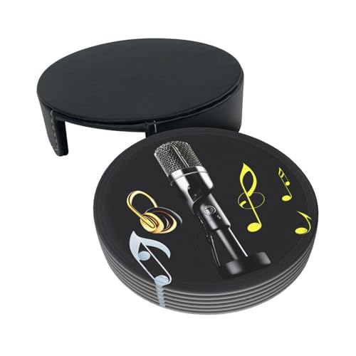 Dessous de verre de qualité supérieure avec imprimé microphone stylisé - 4