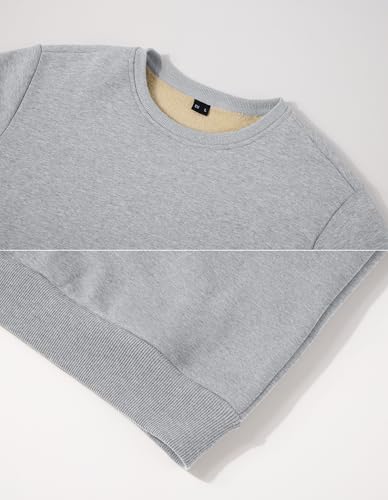 Image of Tansozer Mens Fleece Crewneck Sweatshirt Warm Sherpa Lined Thick Pullover Long Sleeve Tops Shirts