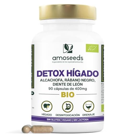 Detox Hígado BIO | Aalta dosis: 1200mg / día | Diurético, Depurativo, Desintoxicación | Alcachofa, Rábano Negro, Diente de León | 90 Cápsulas | Primera Calidad