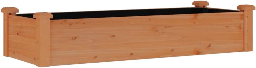 vidaXL Brown Raised Garden Bed - Solid Fir Wood Outdoor Planter with Protective Liner, Open Base for Drainage, Great for Vegetables/Herbs/Flowers - 47.2"x17.7"x9.8"