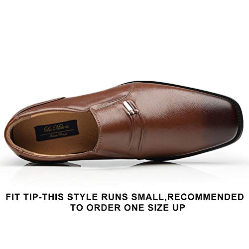Image of Brown Leather Slip-On Loafers for Men by La Milano