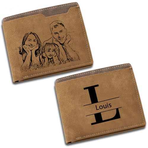 Gifts for Dad Personalized Custom Wallets for Men Customized Engraved Wallets with Photo Name Personalized Gifts for Boyfriend Husband Fathers Day Birthday Gifts