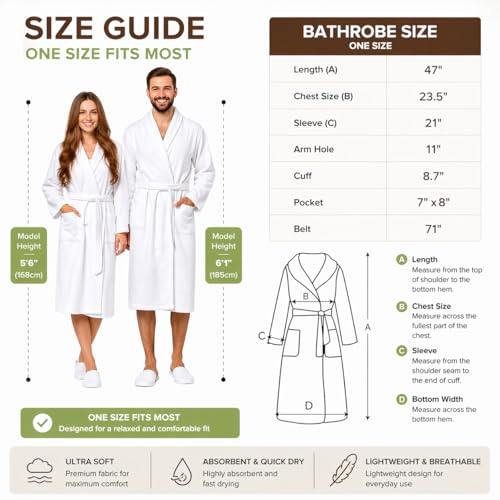 Image of BIOLINEN 100% Cotton Terry Shawl Collar Bathrobe with Slippers