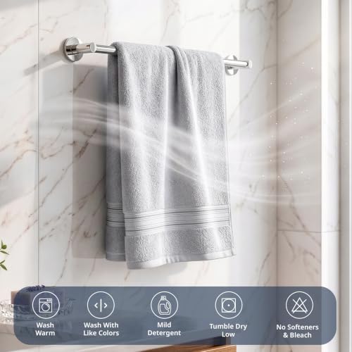 Image of LANE LINEN Luxury Bath Towels Set - 1 Piece, 100% Cotton Bathroom Towels, Zero Twist, Quick Dry Absorbent Bath Towel, Super Soft Gym Towel - Silver