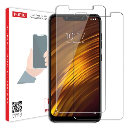 Popio Tempered Glass For Poco F1 (Transparent) Edge To Edge Full Screen Coverage With Easy Installation Kit (Pack Of 2)