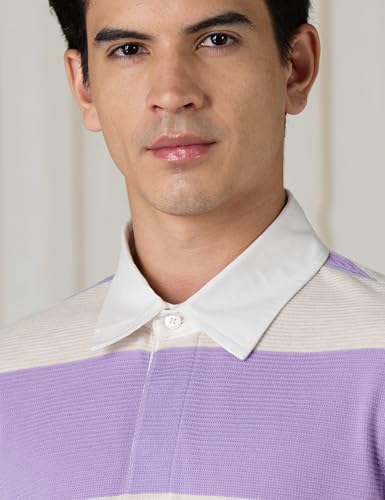 Image of Amazon Brand - Symbol Men Relaxed Fit Rugby Collar Polo| Half Sleeves | Available in Plus Size
