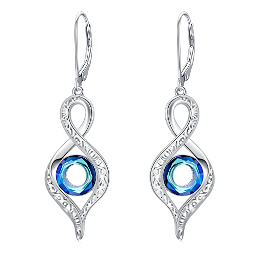 VONALA Boucles d'oreilles pendantes en filigrane en forme de larme en argent sterling pour femme et adolescente - Cadeau d'anniversaire, Argent sterling, Cristal Cover