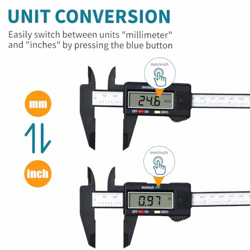 Image of 150mm Digital Caliper 0.01mm Accuracy Electronic Vernier Caliper LCD Display Inch /MM Conversion Precision Measuring Tool for DIY, Engineering & Industrial Use