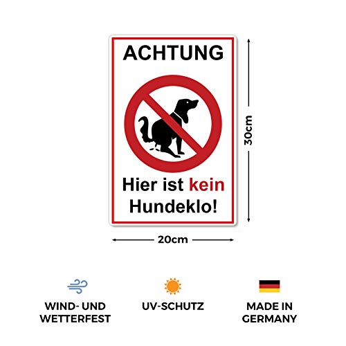 2 Stück Achtung hier ist kein Hundeklo Schild 20 x 30 cm aus stabiler PVC Hartschaumplatte 3mm keine Hundetoilette mit UV-Schutz von STROBO