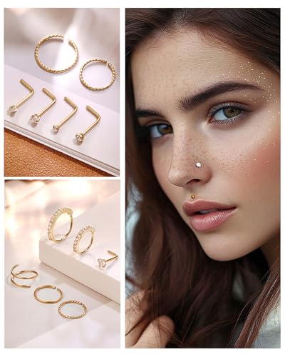 Nose Rings Hoops for Women Nose Studs Jewelry Piercings Surgical Stainless Steel Hypoallergenic3