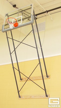Gared Sports Fold-Up Wall Mount Series with 9-12' Foot Extension for Fan-Shaped Board and Adjust-a-Goal