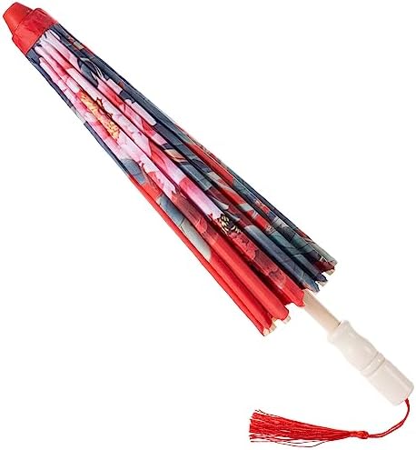 Elibelle Hand made Japanese oriental parasol dancing umbrella 22 inch with hand held silk folding fans for kids — 사진 5