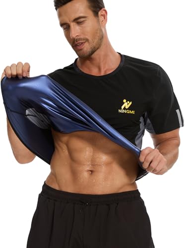 Men’s Sauna Shirt Sauna Sweat Suit Body Shaper Vest Top Compression T-Shirt Workout Gym