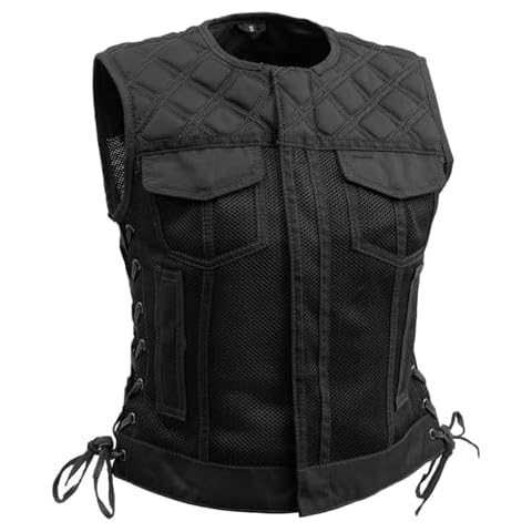First Mfg Co Bonnie Womens Motorcycle Moto Mesh Vest Biker Riding Armor Cool Vest for Women Black Size M Cover
