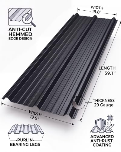Image of GarveeLife Ribbed Metal Roofing Panels, 163 Ft