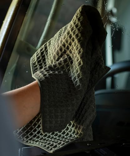 GORDON MILLER 車用 洗車 厚手グリッド マイクロファイバークロス Lサイズ オリーブドラブ 1766037