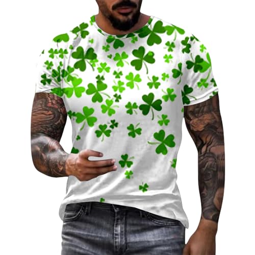 EMUKFD Camicia da uomo per il giorno di San Patrizio divertente verde trifoglio grafico Saint Pattys Day camicie irlandesi a maniche corte estive casual top, GN1., XL