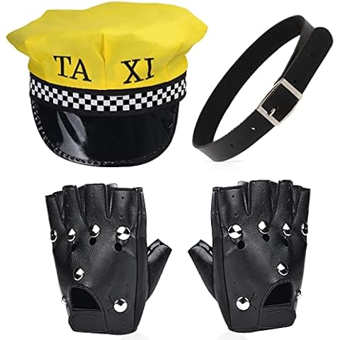 Yewong Taxi Driver Costume Set for Women Chauffeur Costume Accessory Cab Costume - Taxi Hat, Gloves, Choker,Sunglasses, Set C, One size Cover