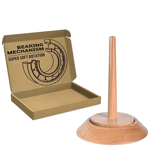 BARVA Portable Yarn Holder 22 Lb Capacity for Chunky Yarn | Smooth Bearing Spinner & Big Rubber Anti Slip Pads for Stability | European Wood Crochet Accessories | Compact Fiber Crafts Pro Tools