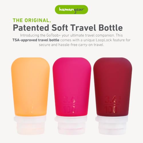 Image of humangear GoToob+ 3-Pack, Large (3.4 fl oz), Burgundy /Orange /Magenta