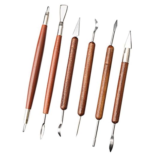 Fashion Road 6Pcs Clay Sculpting Tools, Wooden Handle Double-Sided Set for Pottery Sculpture
