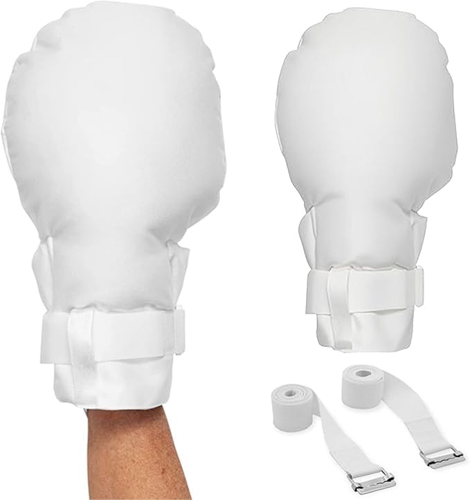 Patienten-Sicherheits-Handschuhe – Dick gepolsterter Handschutz, verstellbare doppelte Klettverschlüsse, verhindert Greifen & Verletzungen, weiches atmungsaktives Innenfutter, waschbares Baumwoll-Poly