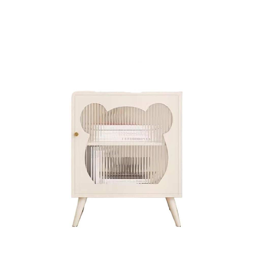 Table de chevet crème en fer avec rangement blanc pour chambre et canapé