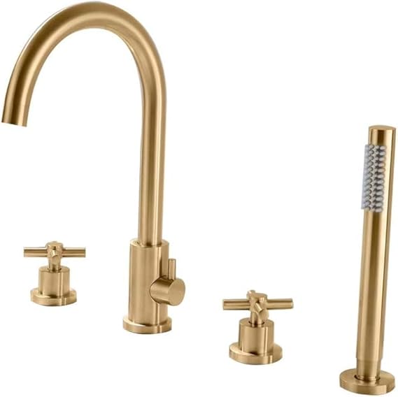 Bathtub Faucet with Shower, Black/Gold/Chrome Bathroom Shower Faucet