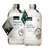 Natural Force Creamy Vanilla MCT Oil + Organic MCT Oil – Gluten-Free, Non GMO, 100% Pure Coconut MCTs from Organic Coconuts – Keto, Paleo, and Vegan – 2x 16 Ounce Glass Bottles