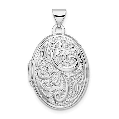 925 Sterling Silver Scroll Oval Photo Pendant Charm Locket Chain Necklace That Holds Pictures Fine Jewelry For Women Gifts For Her