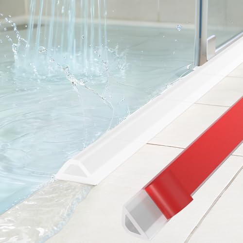 Symyda Schwallschutzleiste Dusche & Duschdichtung Selbstklebend mit extra starker Haftung Hohl-Dreieck Design als Wasserdamm & Barrierefreie Schwelle für Walk-in Dusche & Badezimmer