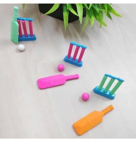 Image of Combo (2 Car Eraser + 2 Cricket Eraser) Kit Design Non-Toxic Rubber Pencil Eraser Set for Kids Stationery, School Supply, Birthday Return Gift(YBG3), Multi-Color
