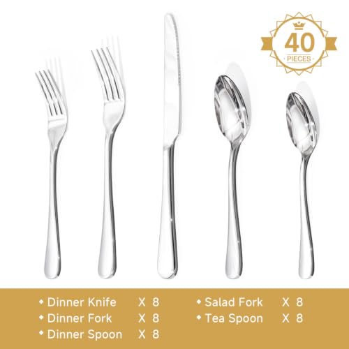 Silverware Set for 8,18/10 Stainless Steel Flatware Set,Cutlery Utensil Set - image 2