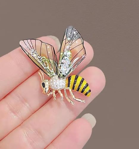 Image of Bee Pin and Brooch - Women's Retro Honeycomb Fashion Rhinestone Sunflower Brooch - Cute Cartoon Personality Enamel Oil Drop Color Insect Pin