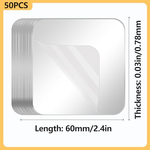 Image of Double Sided Tape Heavy Duty,Clear Nano Tape Square 50 PCS,Removable Mounting Tape for Walls,Waterproof Two Sided Sticky Adhesive Pads Strips,Transparent Wall Tape No Damage Cinta Doble Cara