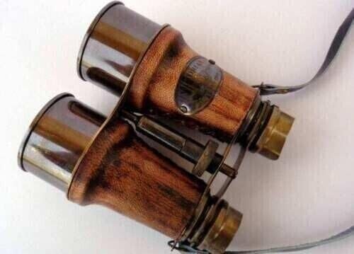 Zenvira Hub Vintage Brass Binoculars 10x Magnification | Antique Finish Telescope with Leather Strap | Nautical Marine Gift & Décor Collectible-image-43
