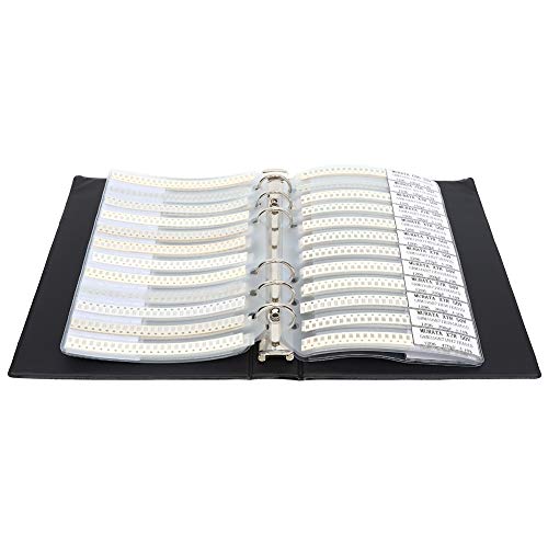 Oumefar Kit Surtido de Condensadores Libro Organizador de Componentes Electrónicos Duraderos para la Serie 1206 80 Muestras de Valor Tamaño Pequeño para Profesionales de la Electrónica Plástico Negro