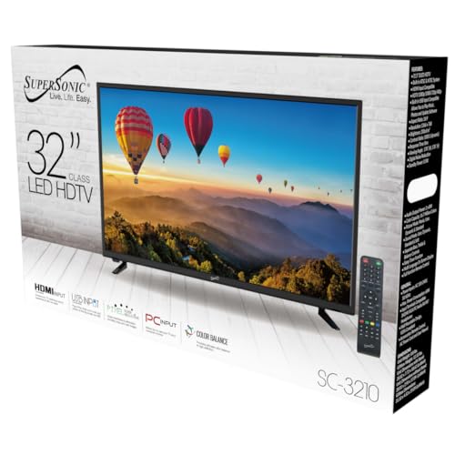 Image of Supersonic SC-3210 31.5-Inch DLED HDTV with ATSC & NTSC, HDMI Input, USB Compatibility, 1080p Resolution, Dynamic Contrast, Wide Viewing Angle, Digital Noise Reduction, Audio Options, Multi-Language