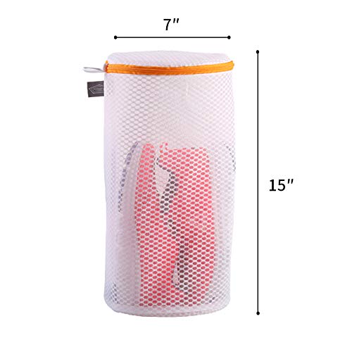 Kimmama Shoes Wash Bags,Sneaker Mesh Washing Bag,Shoe Cleaning Laundry Bag For Gym Shoes,Sneaker,Yeezt Boost,Slipper,Honeycomb Fabric,Orange Zipper,Large Size,7 X 15 Inch,Pack Of 2 #TOP1