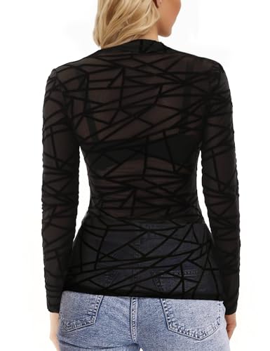 Image of Buauty Sheer Tops for Women,Mesh Fishnet Tops Plus Size,Stylish and Sensational Mesh Blouses for Fashion-Forward Ladies
