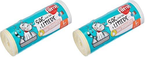 Aimé | Sacs Hygièniques Pour Litière Chat x8 Format Universel 55x38.5 cm | Sacs pour Bac à Litière avec Poignées Refermables pour le Bien-Être de votre...