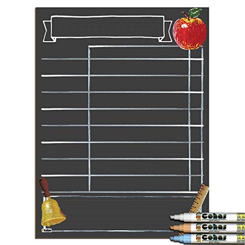Cohas Daily Schedule Planner for Home School or Remote Learning, Solid Non-Magnetic 12 by 16 Inch Chalkboard, Includes 3 Pastel Markers, Basic Design